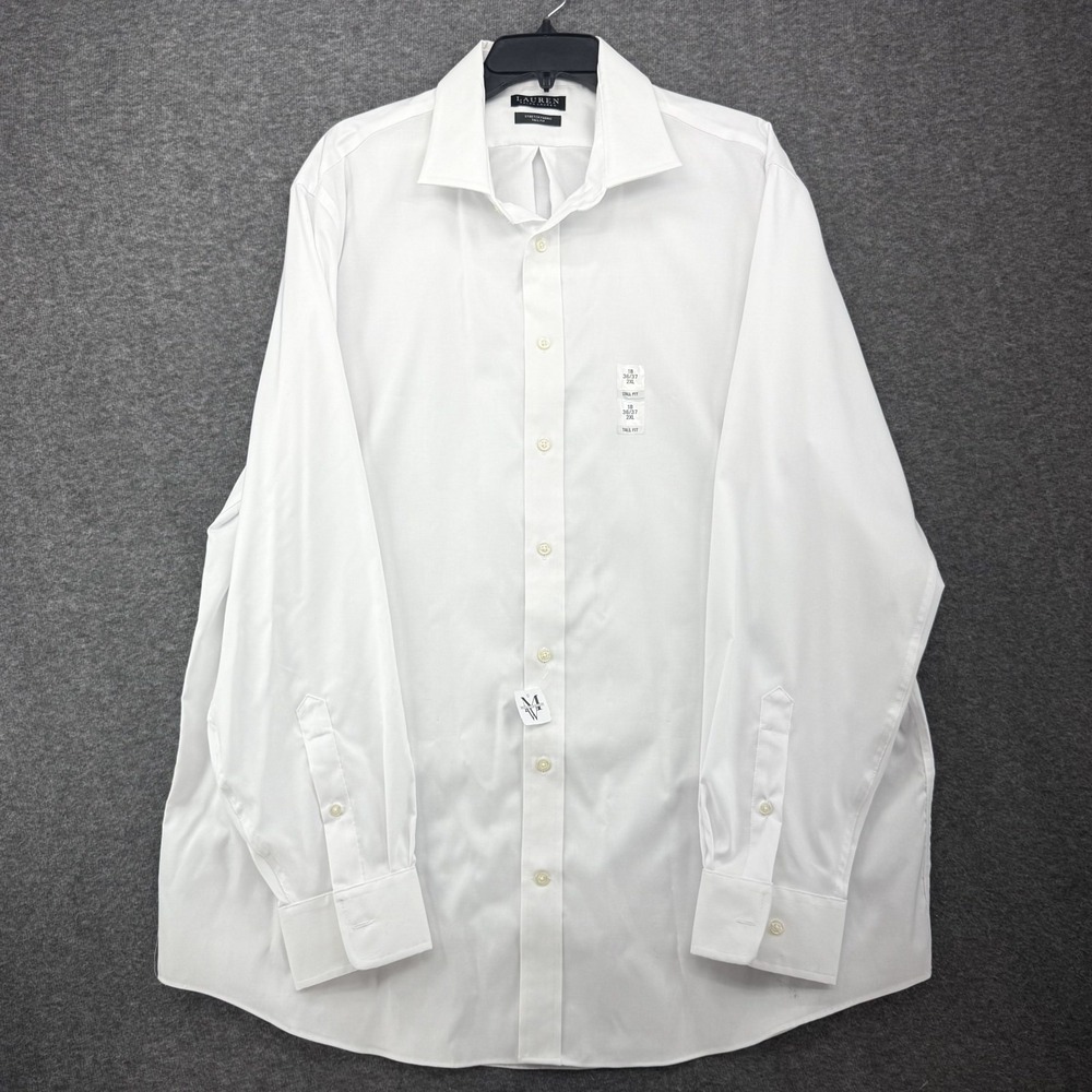 New Lauren Ralph Lauren Shirt Mens 2XL Tall White Long Sleeve Button Up Woven